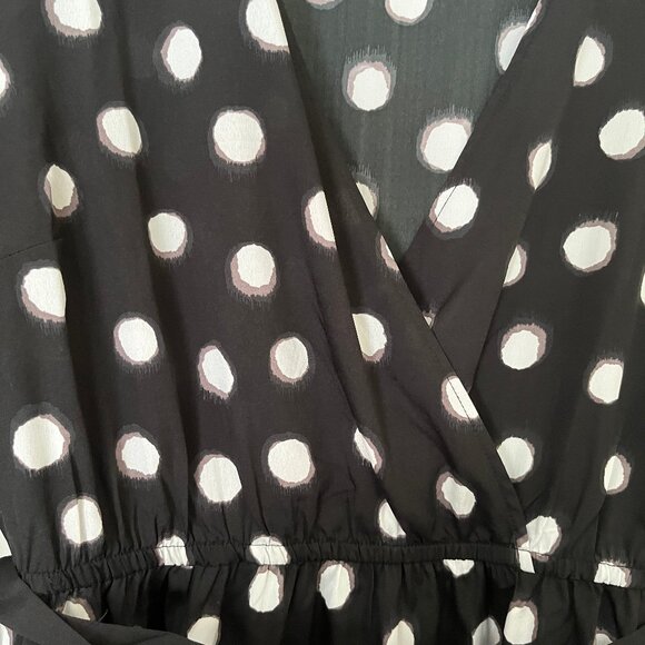 New Look Curve Tie-Waist Faux Wrap Dress 3/4 Sleeve Polka Dot - Picture 5 of 6